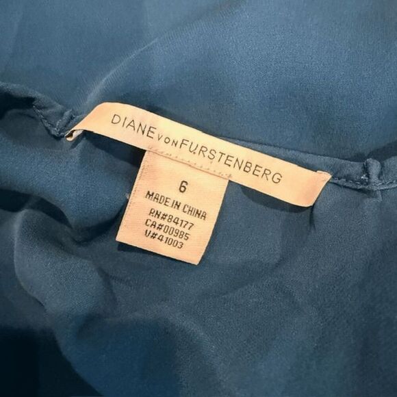 Diane Von Furstenberg Kipling Silk Chiffon Slip Dress Aqua Teal Blue Size 6 - Picture 3 of 9